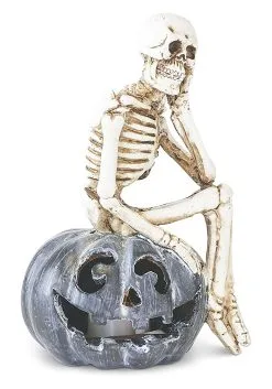 K&K Interiors Set Of Three Resin Skeletons Sitting On LED Jack 'O Lanterns Decoration 9 K&K Interiors Set Of Three Resin Skeletons Sitting On LED Jack 'O Lanterns Decoration -Skeletons And Skulls Sales Shop set of 3 skeletons sitting on led jack o lanterns alt 3