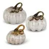 K&K Interiors Set Of 3 White & Gold Glass Pumpkins -Skeletons And Skulls Sales Shop set of 3 white and gold glass pumpkins upd
