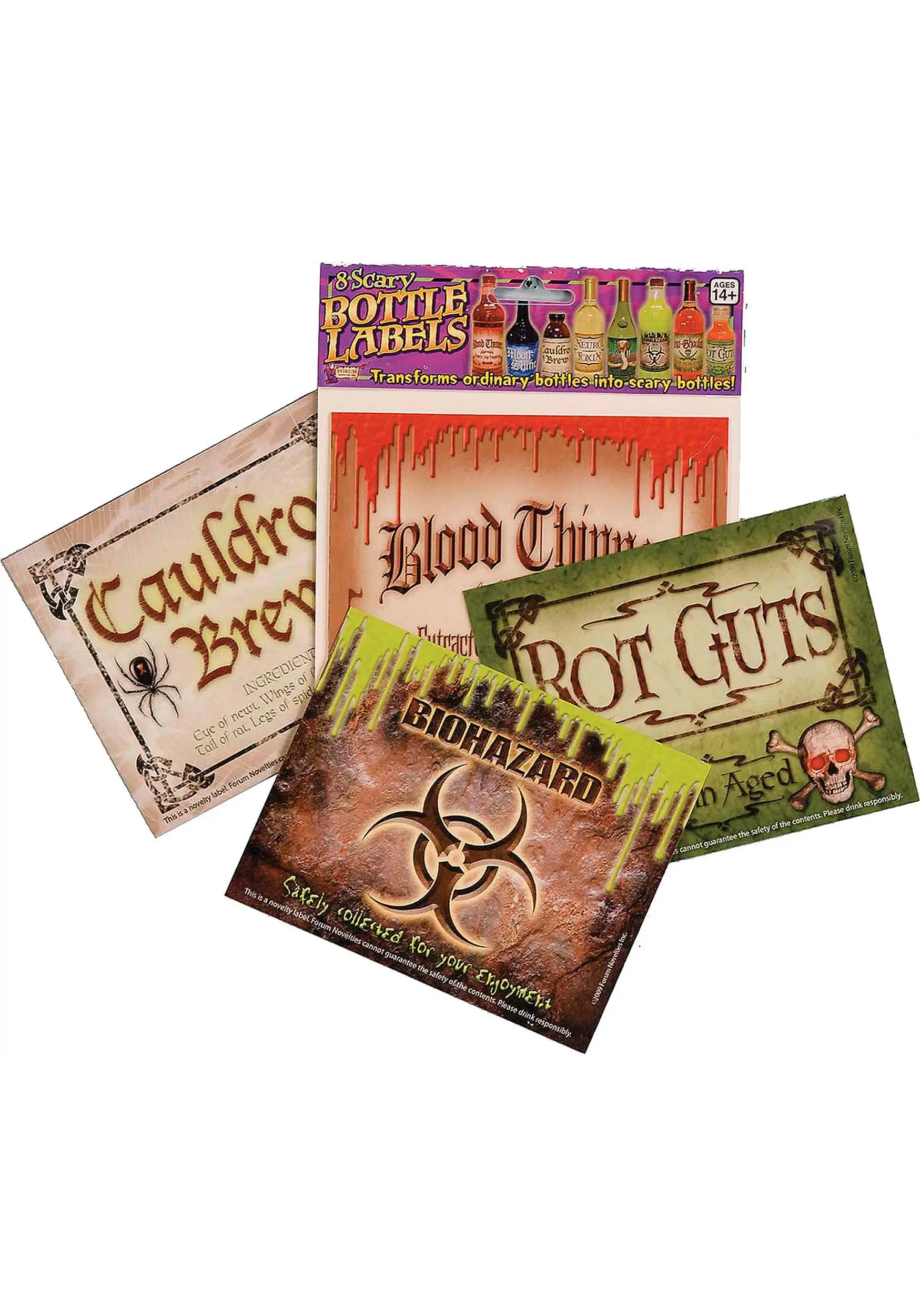 Forum Novelties, Inc Set Of Eight Scary Sticker Bottle Labels 5 Forum Novelties, Inc Set Of Eight Scary Sticker Bottle Labels - Image 3