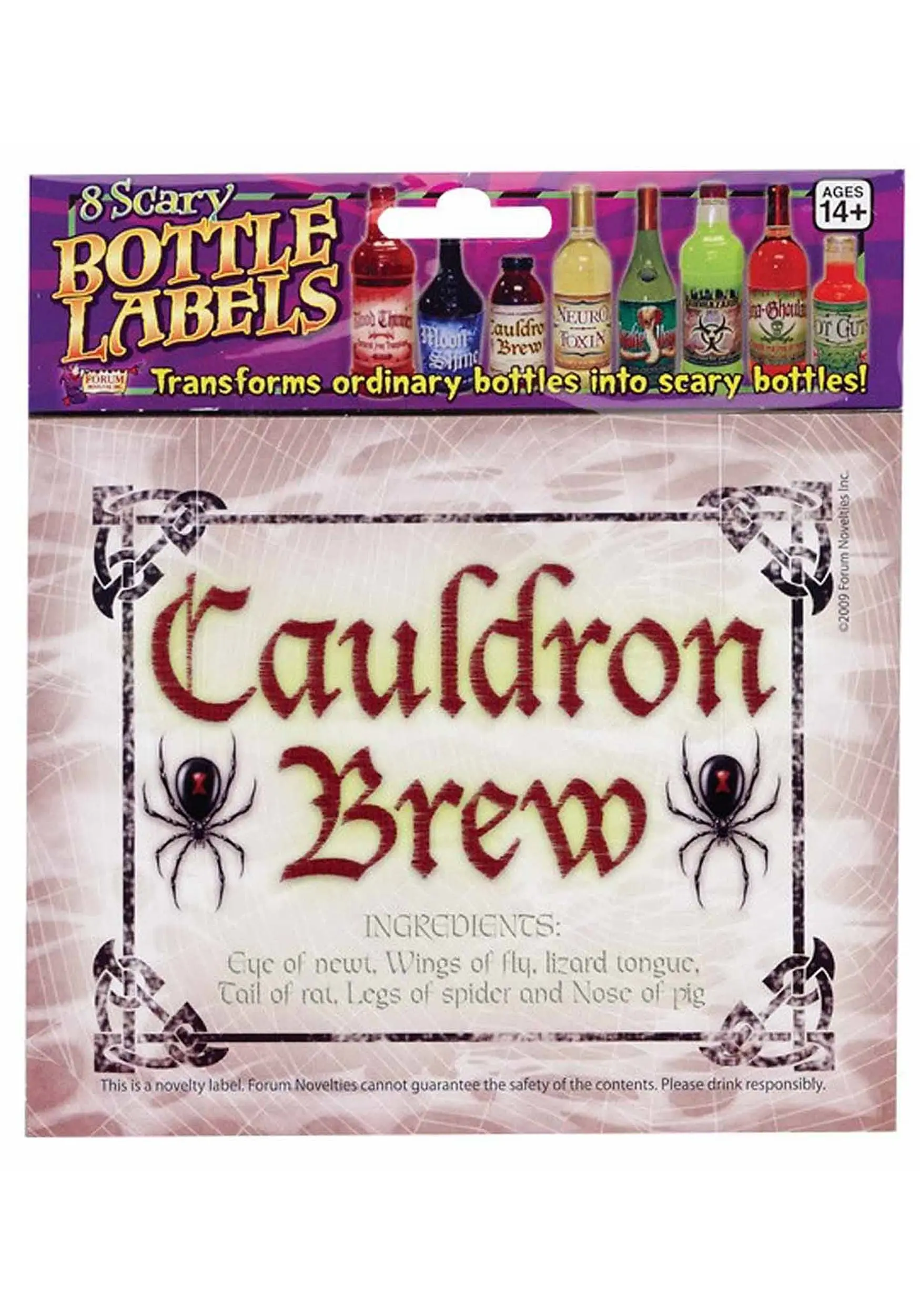 Forum Novelties, Inc Set Of Eight Scary Sticker Bottle Labels 7 Forum Novelties, Inc Set Of Eight Scary Sticker Bottle Labels - Image 5