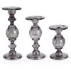 K&K Interiors Gray Transparent Set Of 3 Glass Candleholders