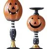 K&K Interiors Set Of 2 Jack 'O Lantern Halloween Candleholders Decoration 2 K&K Interiors Set Of 2 Jack 'O Lantern Halloween Candleholders Decoration -Skeletons And Skulls Sales Shop set of two jack o lantern candleholders