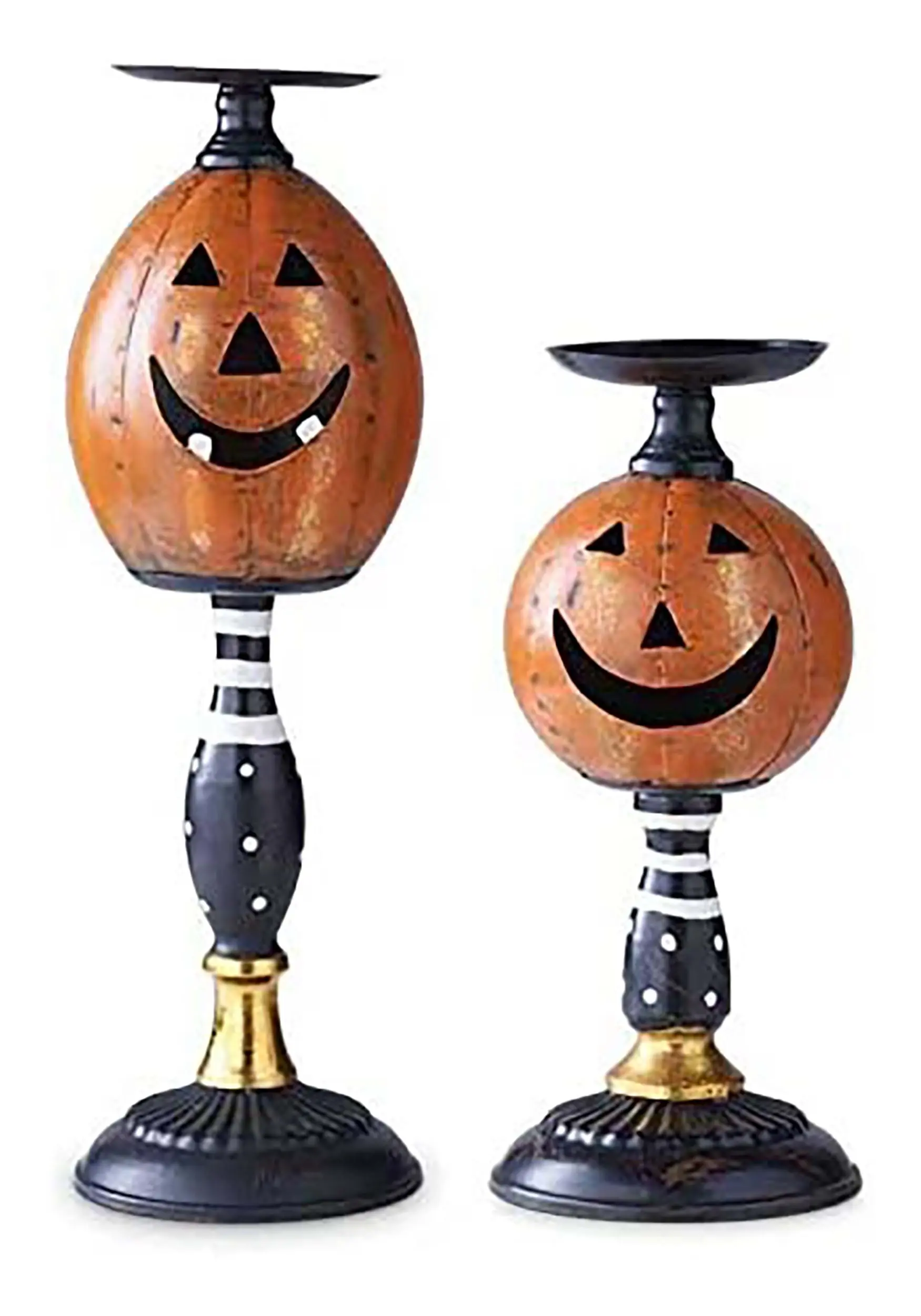 K&K Interiors Set Of 2 Jack 'O Lantern Halloween Candleholders Decoration 3 K&K Interiors Set Of 2 Jack 'O Lantern Halloween Candleholders Decoration