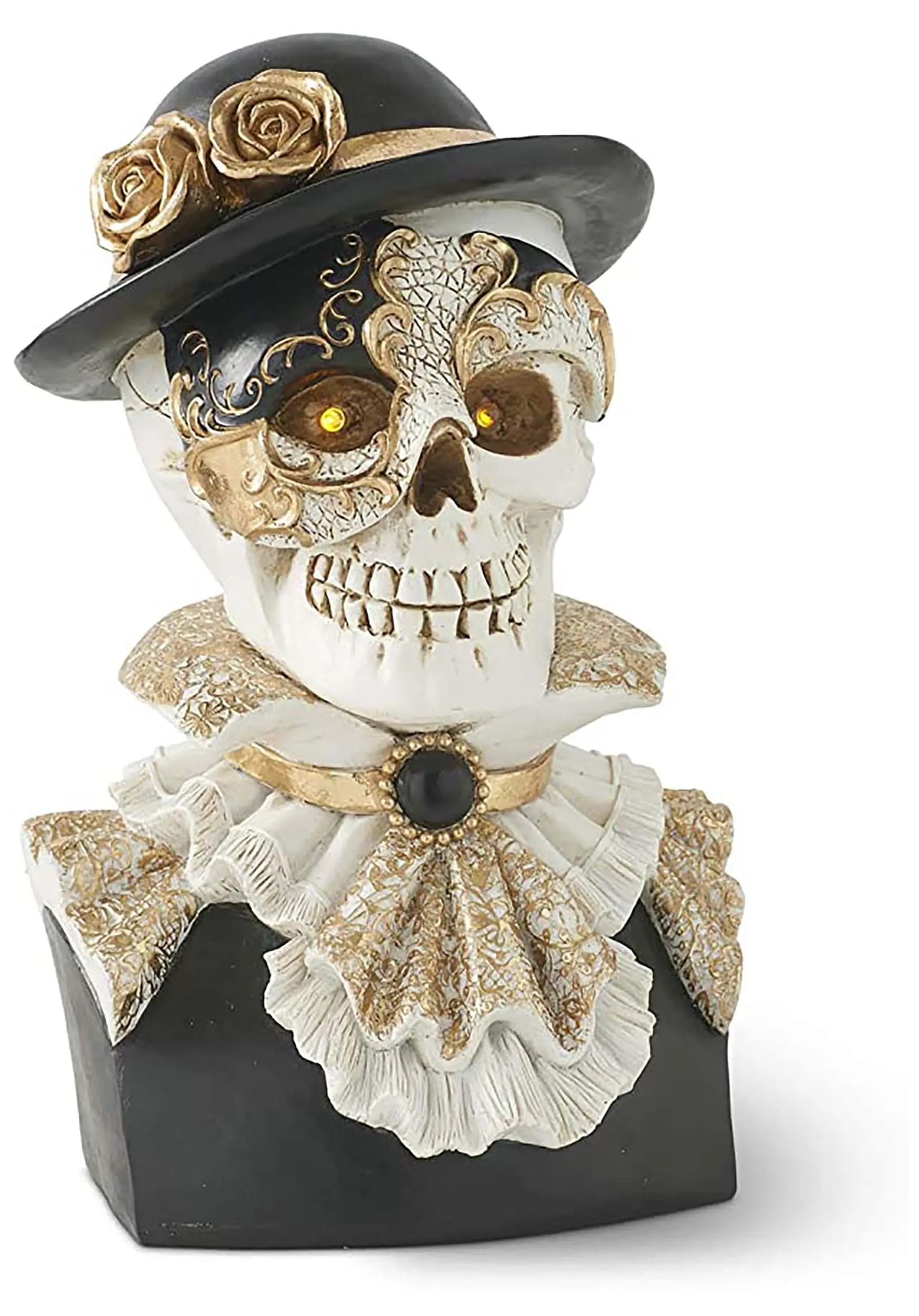 K&K Interiors Set Of Two Resin Masquerade Skeleton Busts Decoration 4 K&K Interiors Set Of Two Resin Masquerade Skeleton Busts Decoration - Image 2