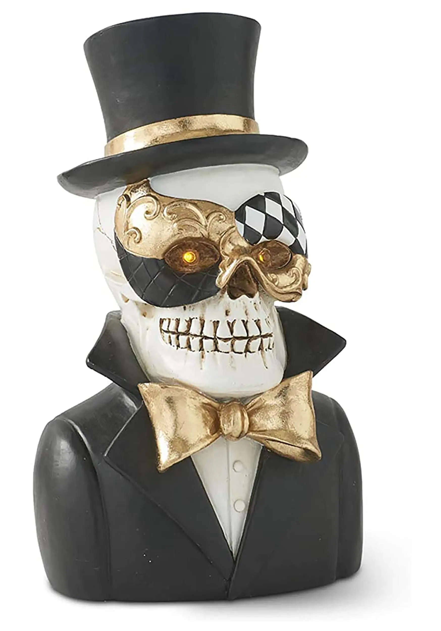 K&K Interiors Set Of Two Resin Masquerade Skeleton Busts Decoration 5 K&K Interiors Set Of Two Resin Masquerade Skeleton Busts Decoration - Image 3